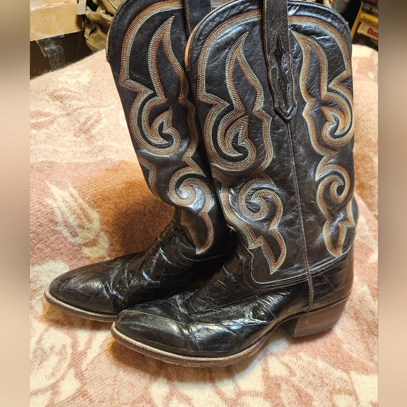 Mens Vintage Western Eel Skin Boots - Picture 1 of 10